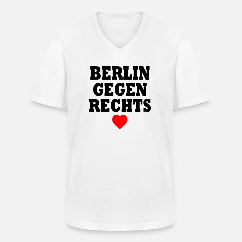 Berlin gegen rechts - Männer-T-Shirt mit V-Ausschnitt - Weiß