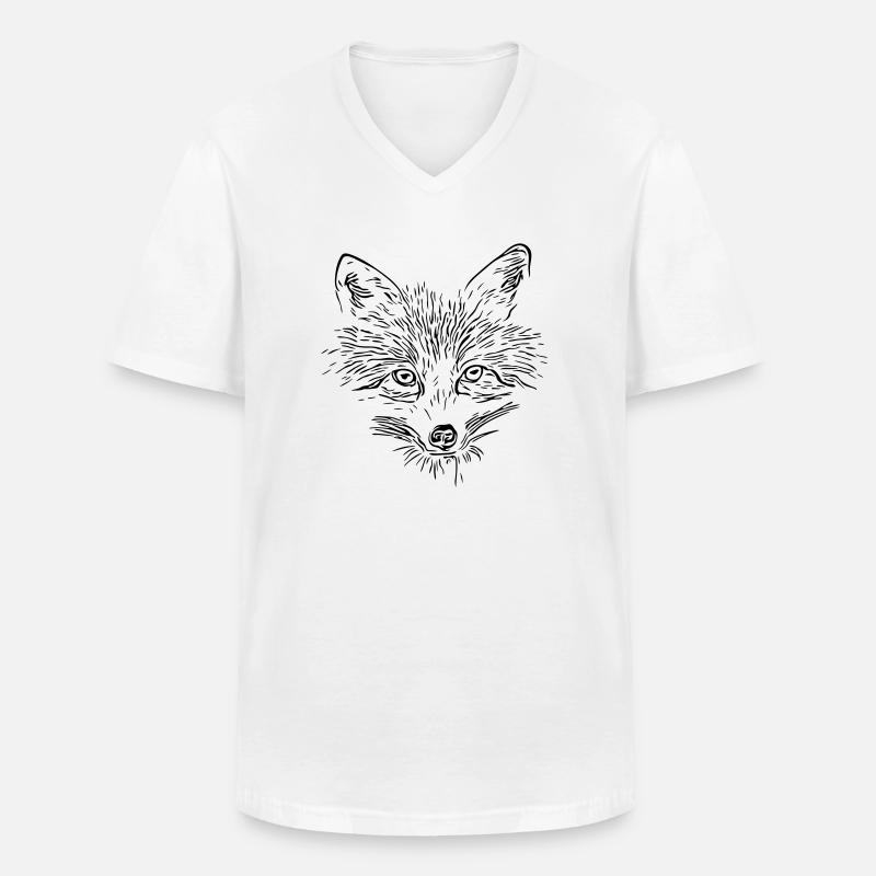 Fuchs Gesicht - Fox Face - Männer-T-Shirt mit V-Ausschnitt - Weiß