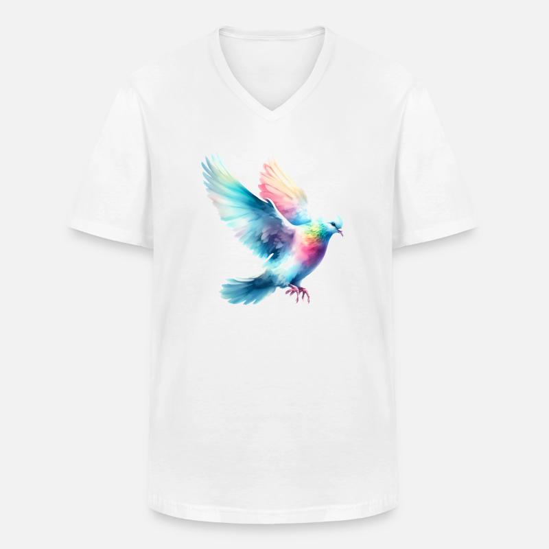 Rainbow Flight: Fliegende Taube - Männer-T-Shirt mit V-Ausschnitt - Weiß