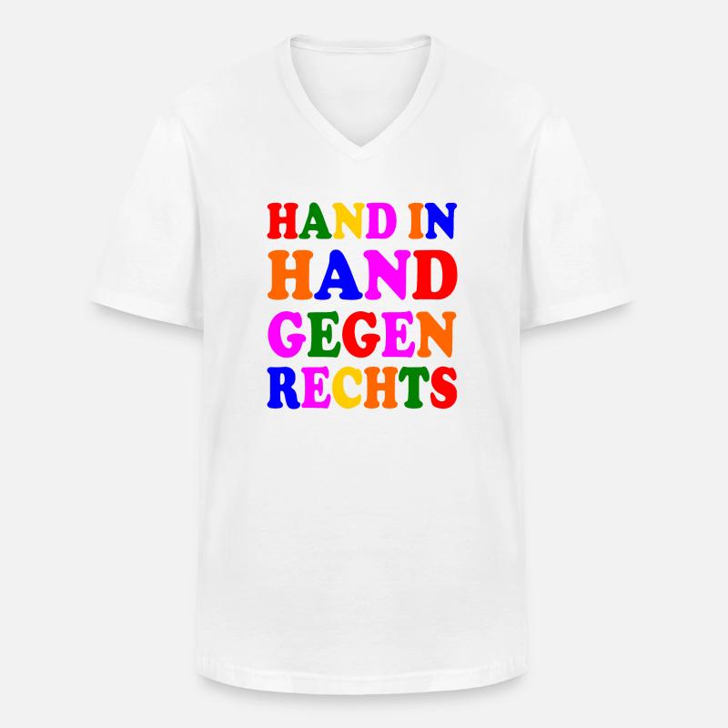 Gegen rechts - Männer-T-Shirt mit V-Ausschnitt - Weiß