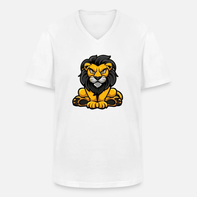 Löwe Comic - Männer-T-Shirt mit V-Ausschnitt - Weiß