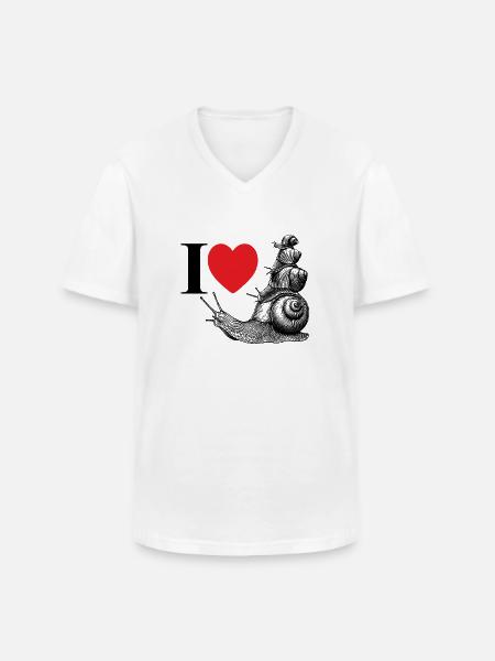 I love snails - a heart for snails - Men's V-Neck T-Shirt - white
