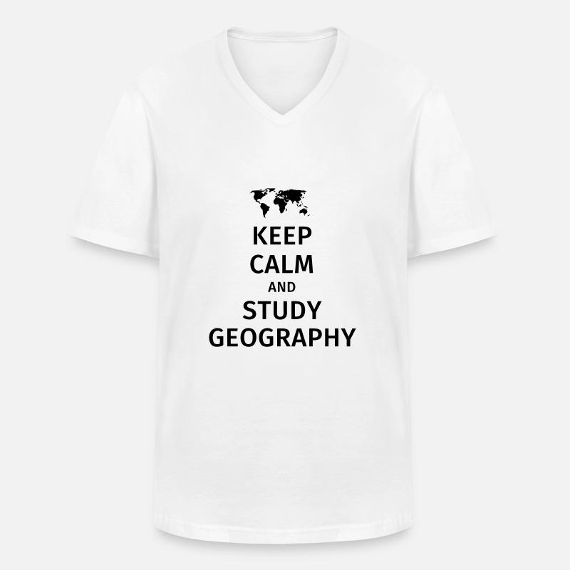 keep calm and study geography - Männer-T-Shirt mit V-Ausschnitt - Weiß