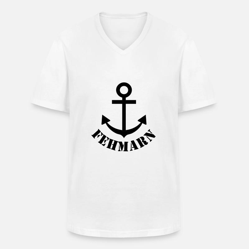fehmarn - Männer-T-Shirt mit V-Ausschnitt - Weiß
