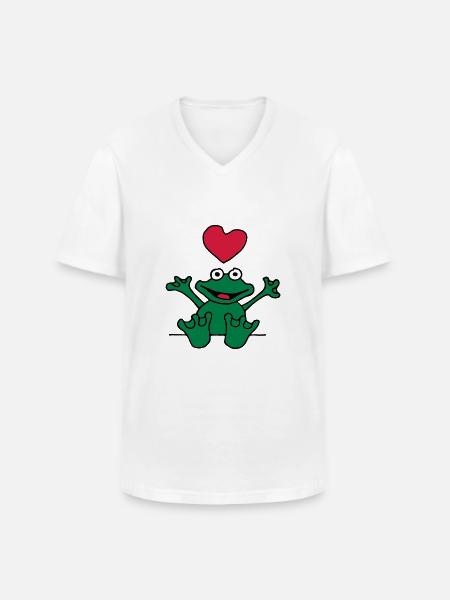 heart_frog_1220113c_b - Men's V-Neck T-Shirt - white