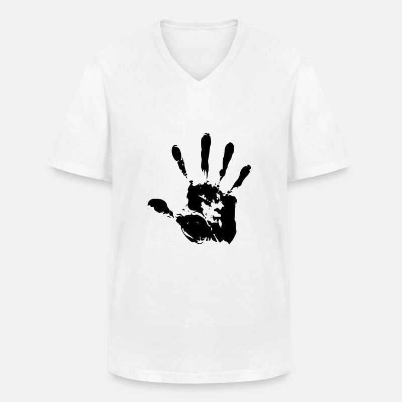 black_hand - Männer-T-Shirt mit V-Ausschnitt - Weiß