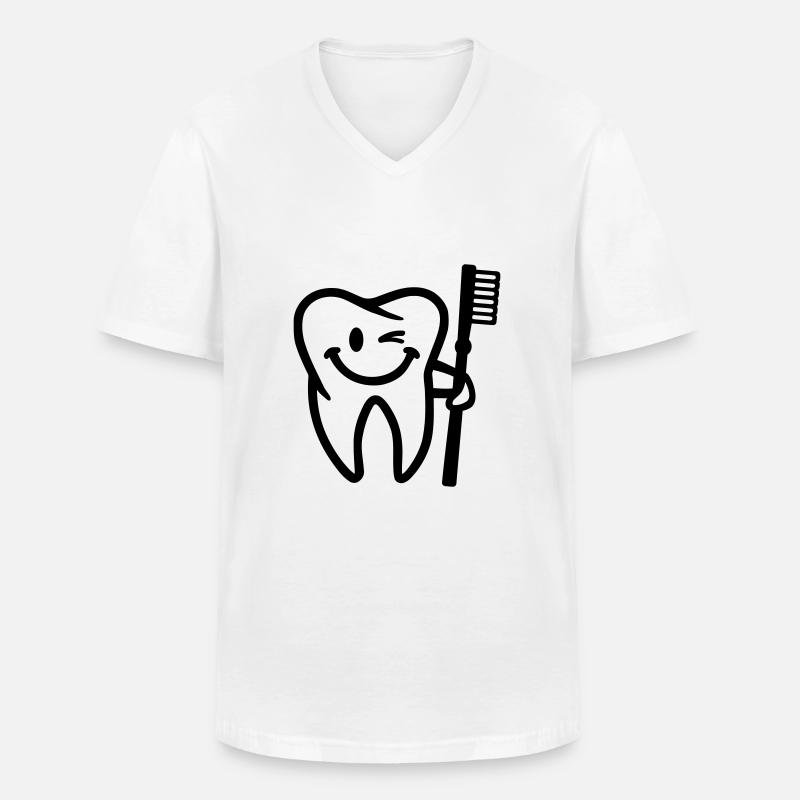 Zahn - Männer-T-Shirt mit V-Ausschnitt - Weiß