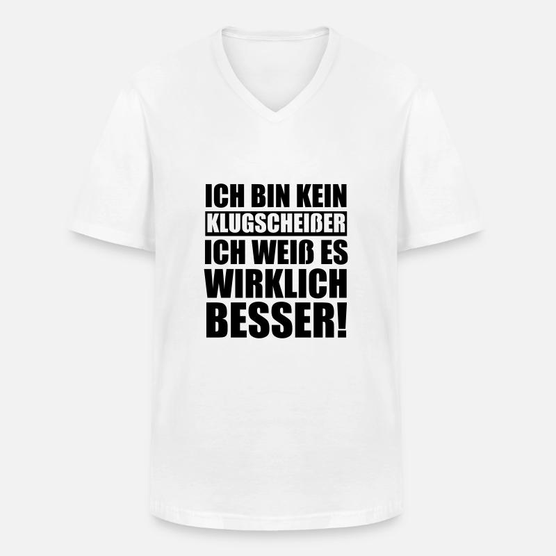 Klugscheißer - Männer-T-Shirt mit V-Ausschnitt - Weiß