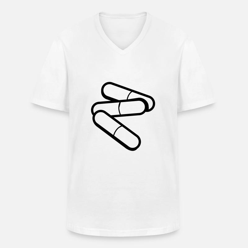 Pillen - Männer-T-Shirt mit V-Ausschnitt - Weiß
