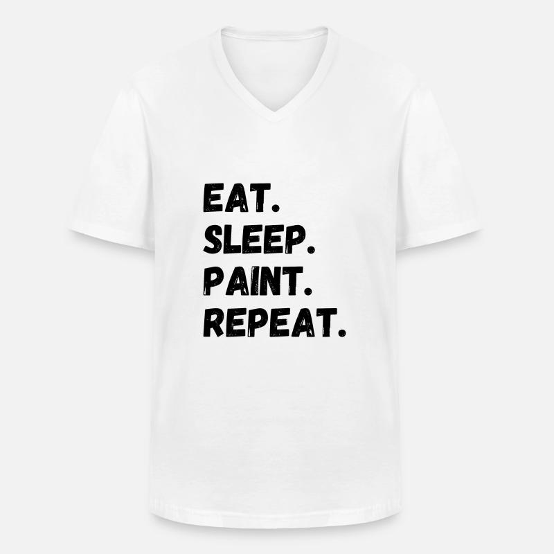 Eat Sleep Paint Repeat - Männer-T-Shirt mit V-Ausschnitt - Weiß