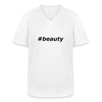 #beauty - Men's V-Neck T-Shirt - white - Front - AI Model Male 185 light (185cm)