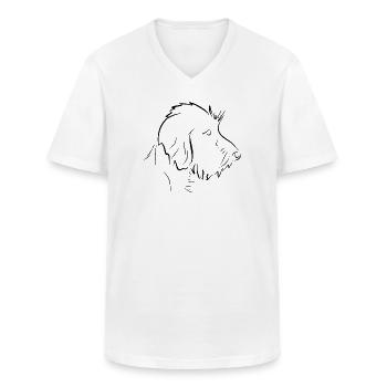 Rauhaardackel Strichzeichnung im Profil - Männer-T-Shirt mit V-Ausschnitt - Weiß - Vorne - AI Model Male 185 light (185cm)