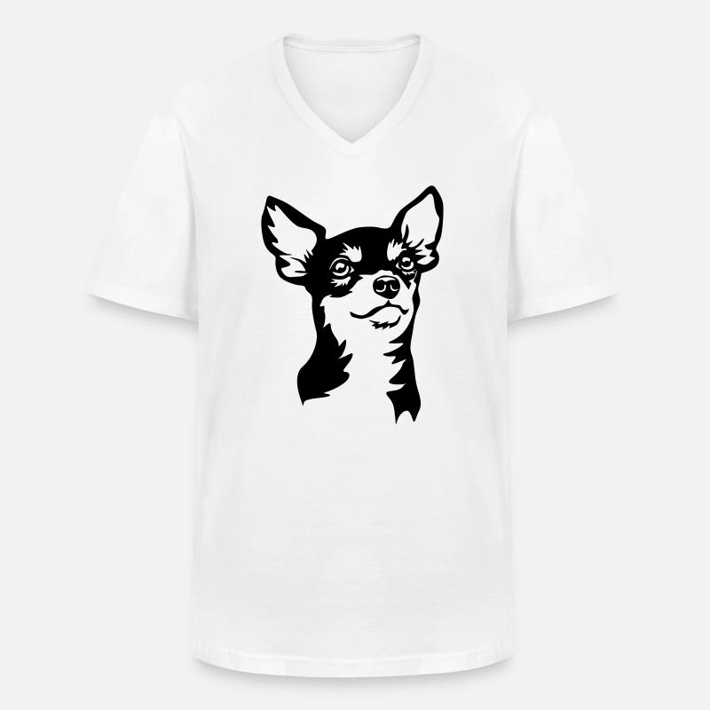 Chihuahua Kopf - Männer-T-Shirt mit V-Ausschnitt - Weiß