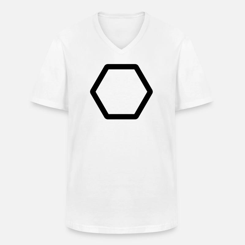 Hexagon - Männer-T-Shirt mit V-Ausschnitt - Weiß