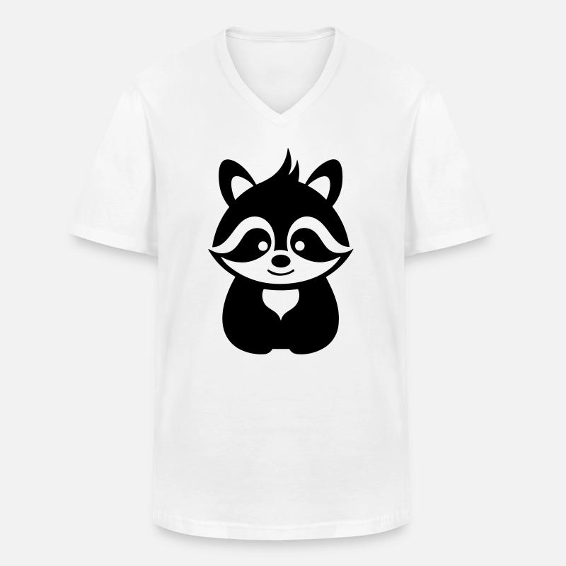 Waschbär - Männer-T-Shirt mit V-Ausschnitt - Weiß