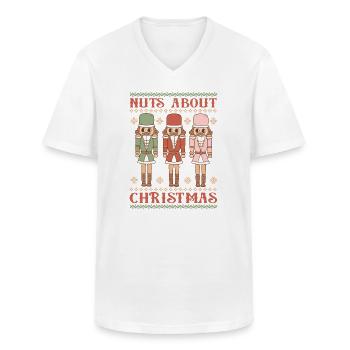 Grim julesweater - Klassisk herre T-shirt med V-udskæring - hvid - Foran - AI Model Male 185 light (185cm)