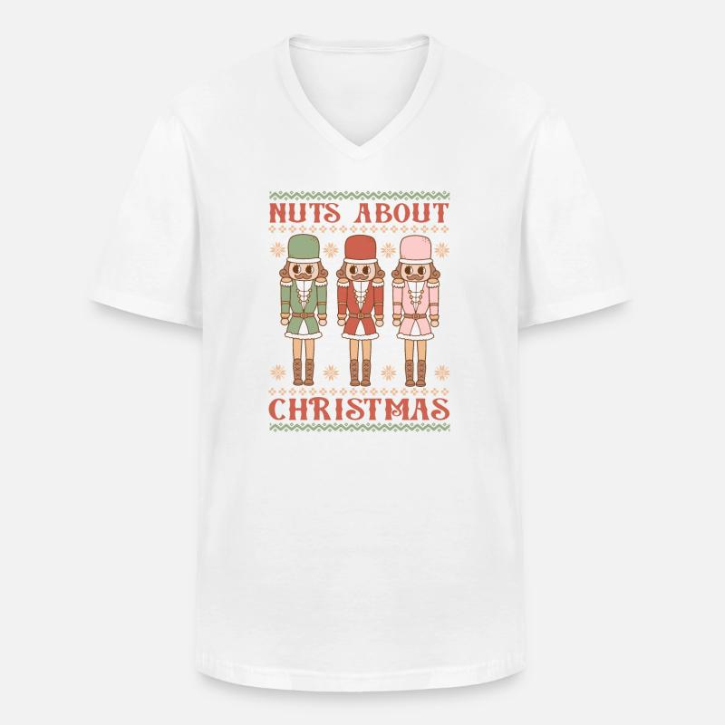 Hässlicher Weihnachtspullover - Männer-T-Shirt mit V-Ausschnitt - Weiß