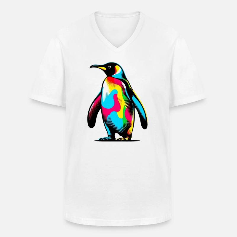 Pinguin - Männer-T-Shirt mit V-Ausschnitt - Weiß