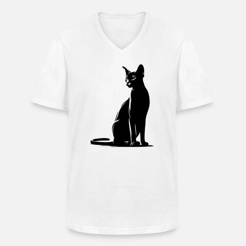 Abessiner Katze - Männer-T-Shirt mit V-Ausschnitt - Weiß