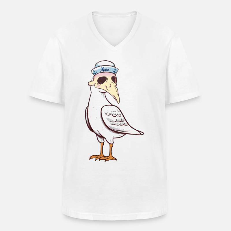 maritim Halloween Möwe Möwen Matrose - Männer-T-Shirt mit V-Ausschnitt - Weiß
