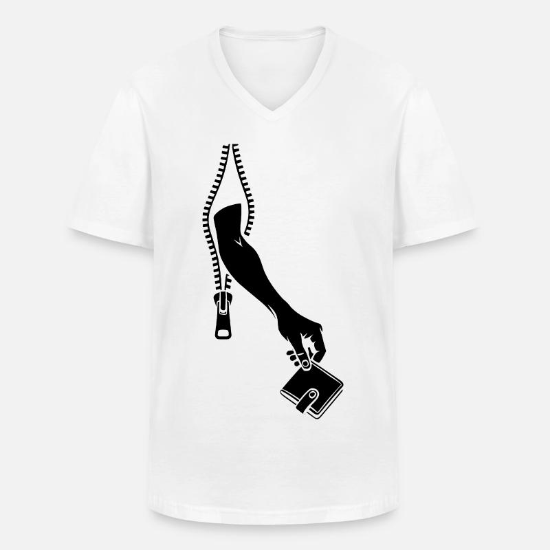 Taschendieb - Männer-T-Shirt mit V-Ausschnitt - Weiß