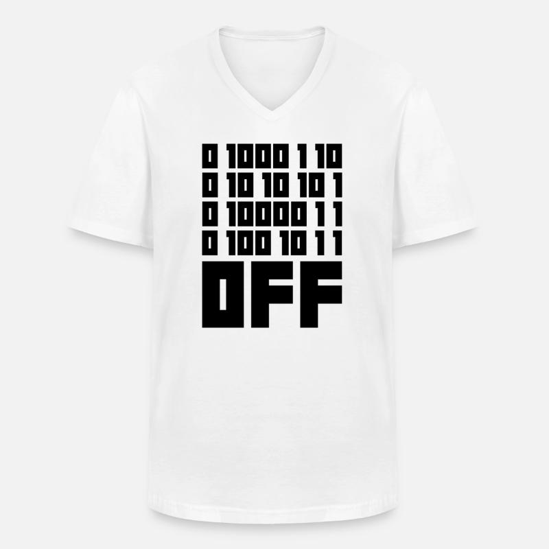 Binärcode F**k OFF – Nerd Humor & Geek Code - Männer-T-Shirt mit V-Ausschnitt - Weiß