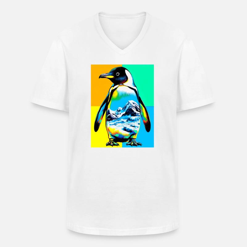 Pinguin - Männer-T-Shirt mit V-Ausschnitt - Weiß