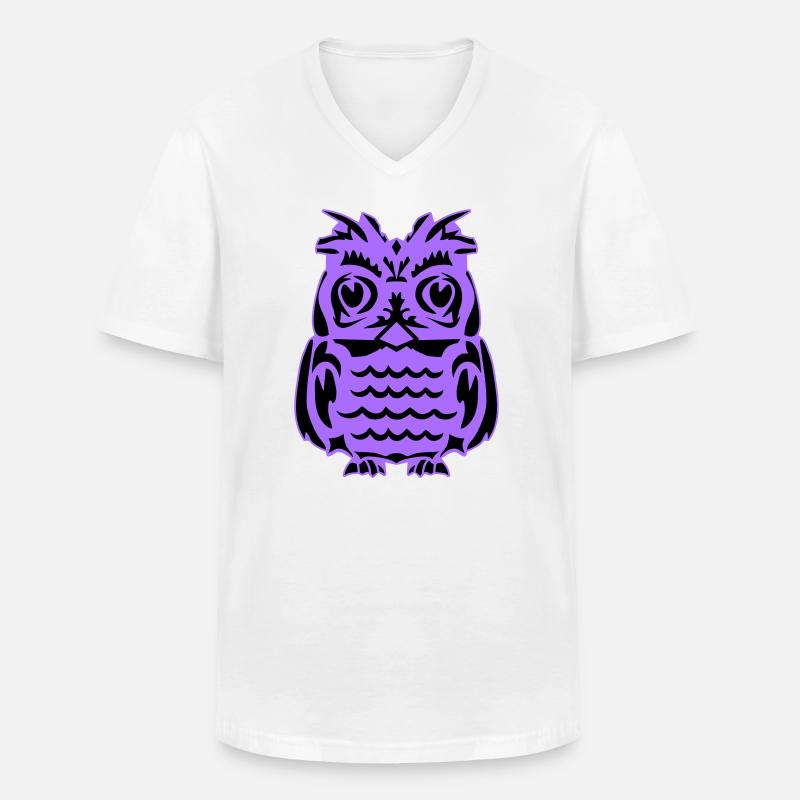 Lila Eulen-Silhouette - Männer-T-Shirt mit V-Ausschnitt - Weiß