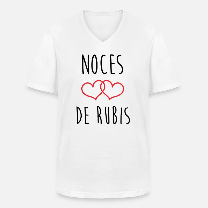 Rubinhochzeit – 35 Jahre Ehe - Männer-T-Shirt mit V-Ausschnitt - Weiß