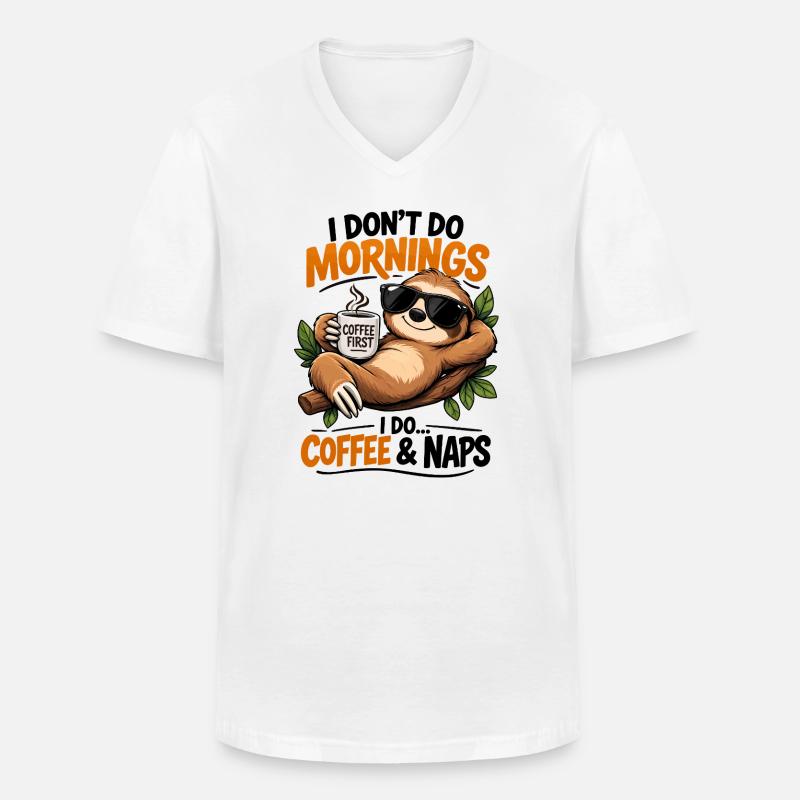 Sloth Coffee Erste Morgenstimmung - Männer-T-Shirt mit V-Ausschnitt - Weiß