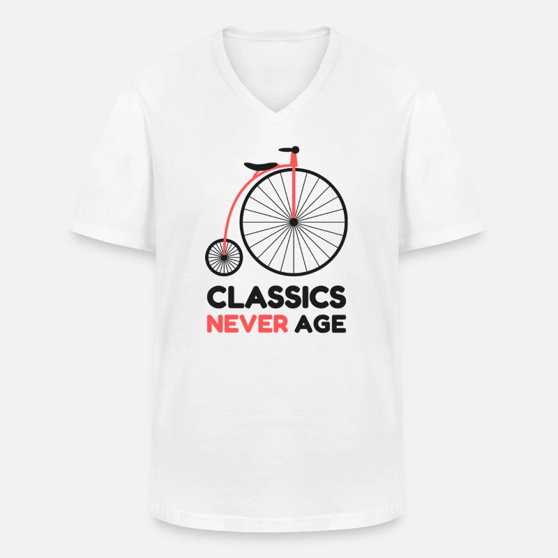 Classics Never Age Penny-Farthing Retro-Radfahren - Männer-T-Shirt mit V-Ausschnitt - Weiß