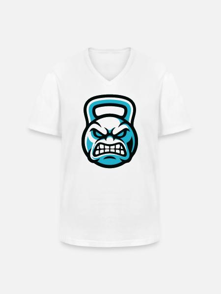 Kettlebell Devil Graphic - Men's V-Neck T-Shirt - white