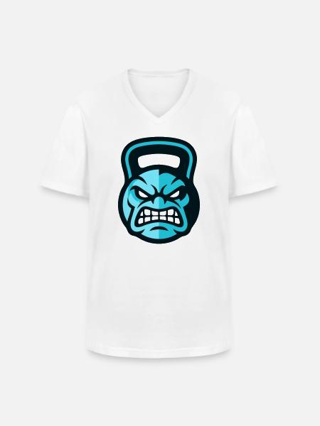 Workout Kettlebell Logo - Men's V-Neck T-Shirt - white