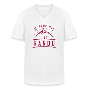 J'peux pas j'ai rando | sport randonnée - T-shirt col V Homme - blanc - Devant - AI Model Male 185 light (185cm)