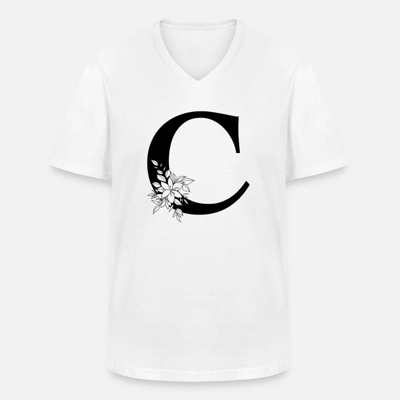 Buchstabe C - Männer-T-Shirt mit V-Ausschnitt - Weiß