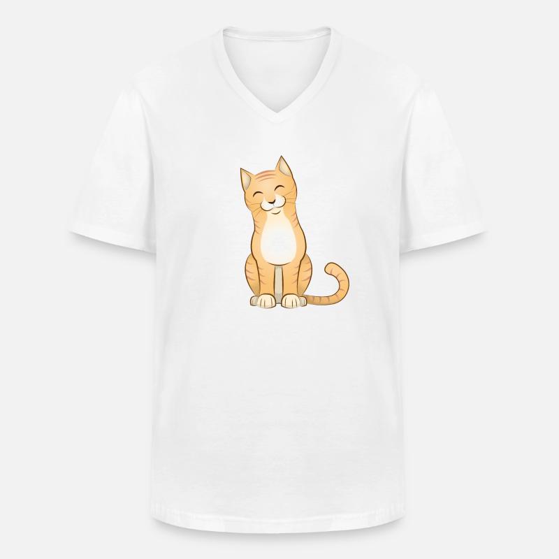 Stubentiger - Männer-T-Shirt mit V-Ausschnitt - Weiß