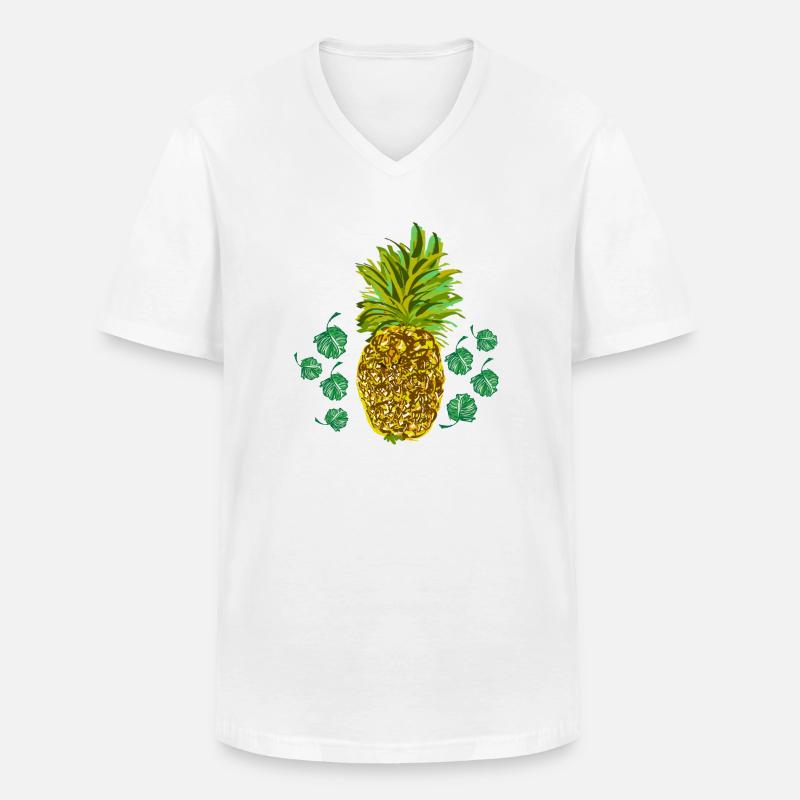 Ananas - Männer-T-Shirt mit V-Ausschnitt - Weiß