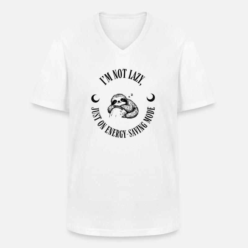 Faultier-Modus - Männer-T-Shirt mit V-Ausschnitt - Weiß