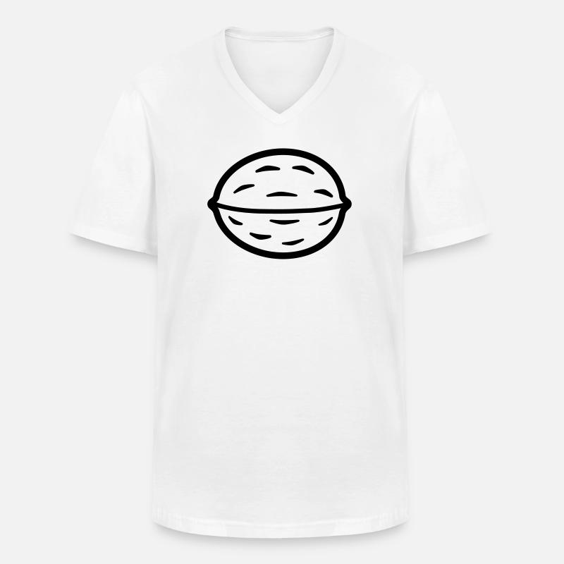 Walnuss - Männer-T-Shirt mit V-Ausschnitt - Weiß