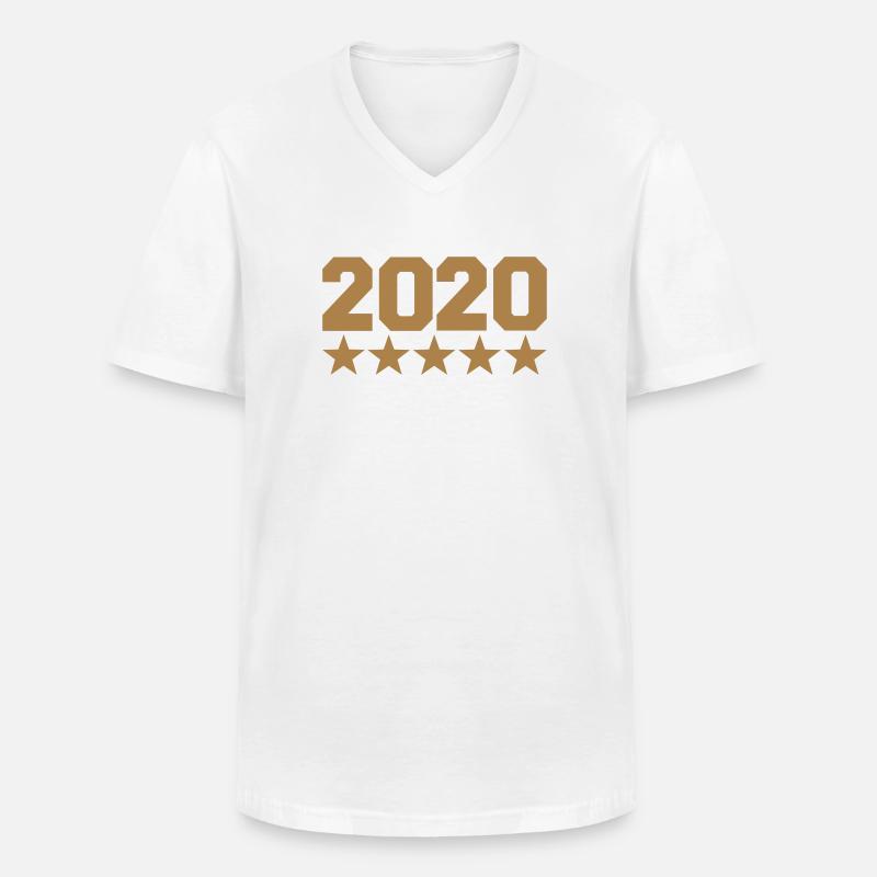 2020 - Männer-T-Shirt mit V-Ausschnitt - Weiß