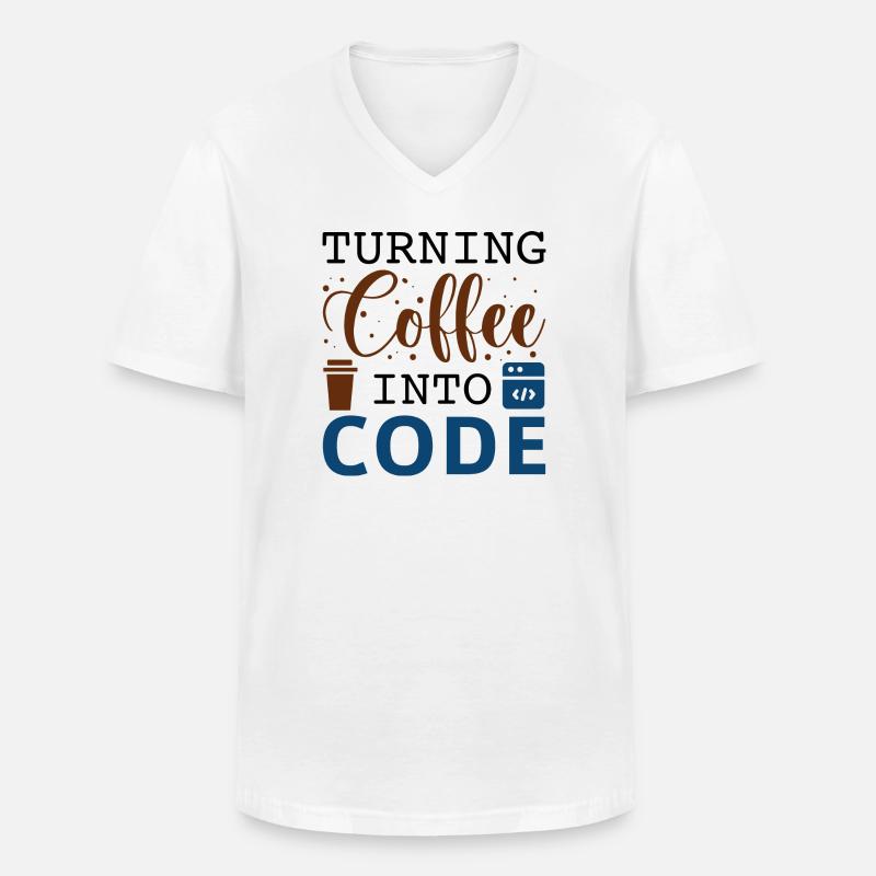 Kaffee in Code verwandeln - Männer-T-Shirt mit V-Ausschnitt - Weiß