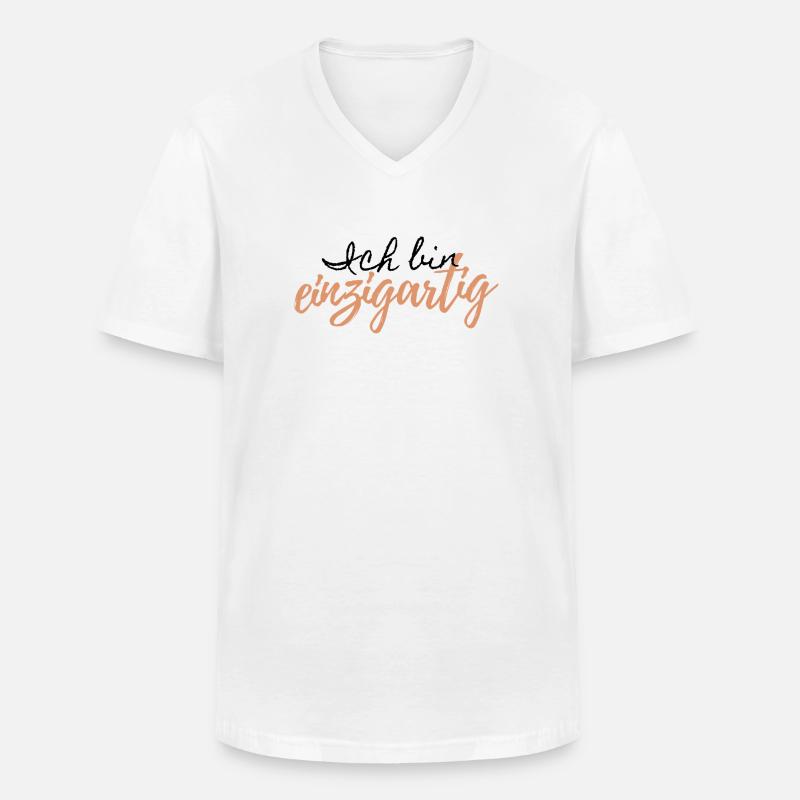 Spruch " Ich bin einzigartig" - Männer-T-Shirt mit V-Ausschnitt - Weiß