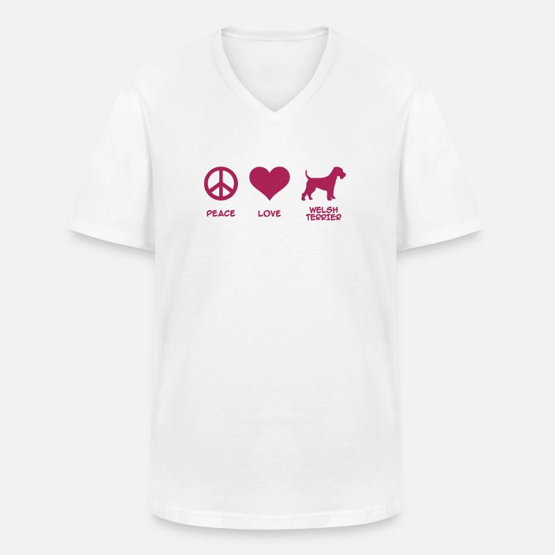 Welsh Terrier - Männer-T-Shirt mit V-Ausschnitt - Weiß