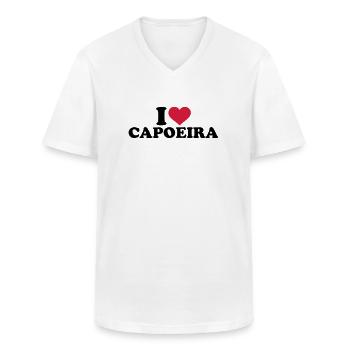 Capoeira - T-shirt col V Homme - blanc - Devant - AI Model Male 185 light (185cm)