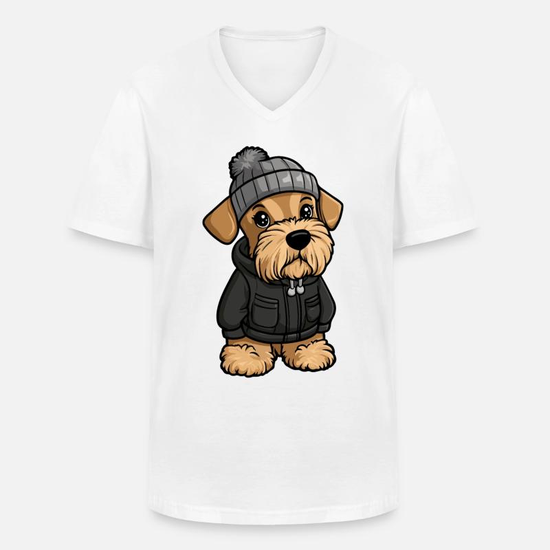Airedale Terrier Hund Winter - Männer-T-Shirt mit V-Ausschnitt - Weiß