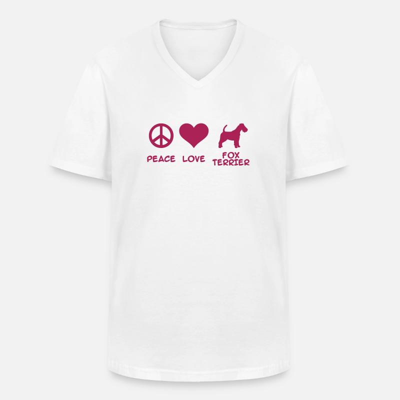 Fox Terrier - Männer-T-Shirt mit V-Ausschnitt - Weiß