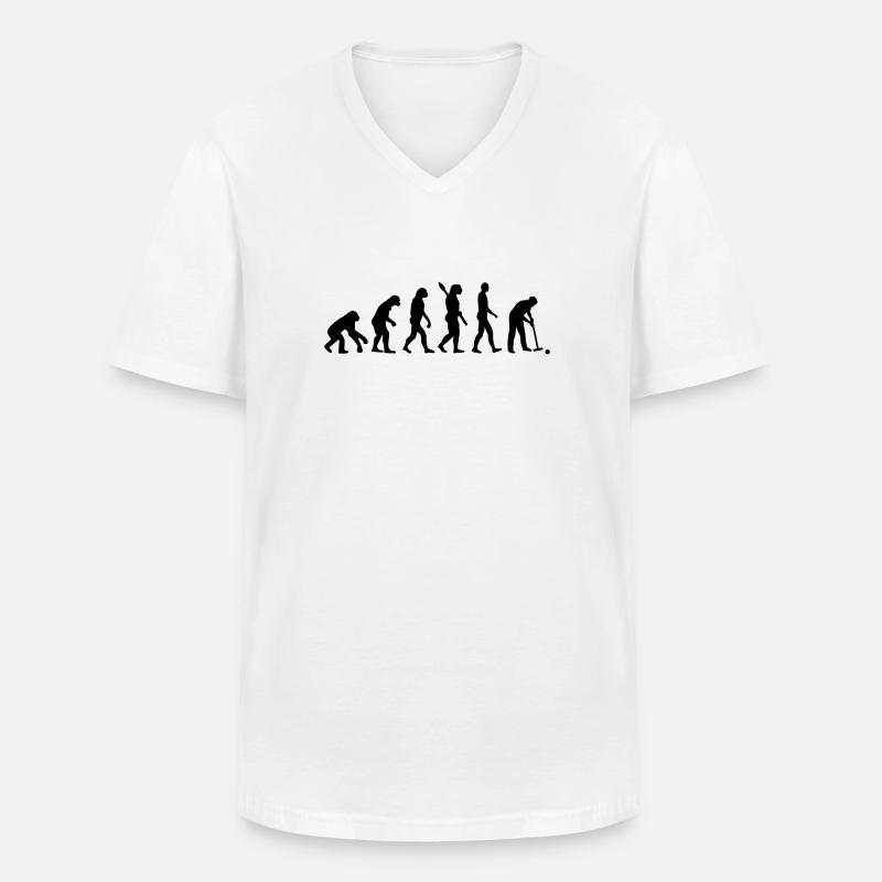 Evolution Krocket - Männer-T-Shirt mit V-Ausschnitt - Weiß