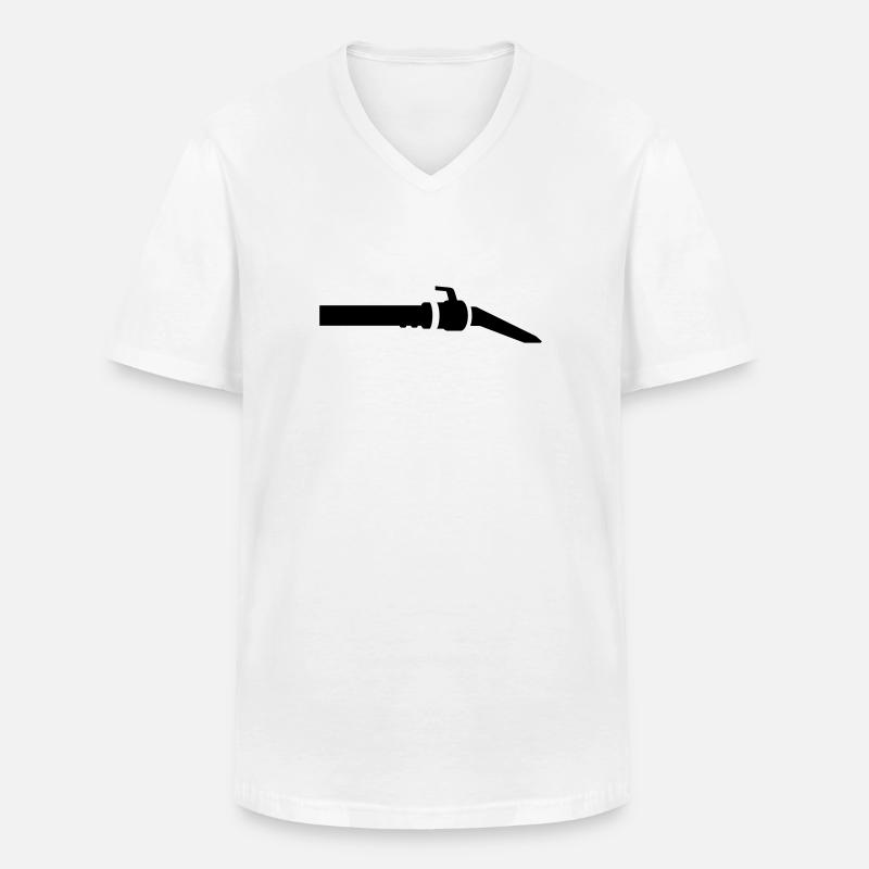 piatto - Maglietta da uomo classica con scollo a V - bianco