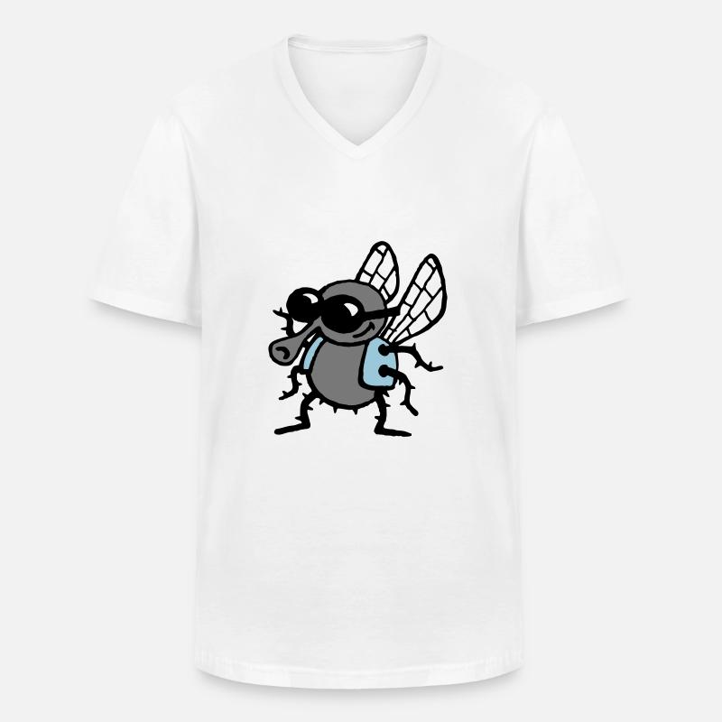 cool_fly_3c_white - Männer-T-Shirt mit V-Ausschnitt - Weiß