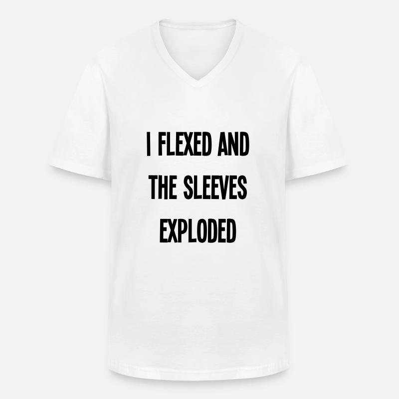 i flexed and the sleeves - Männer-T-Shirt mit V-Ausschnitt - Weiß